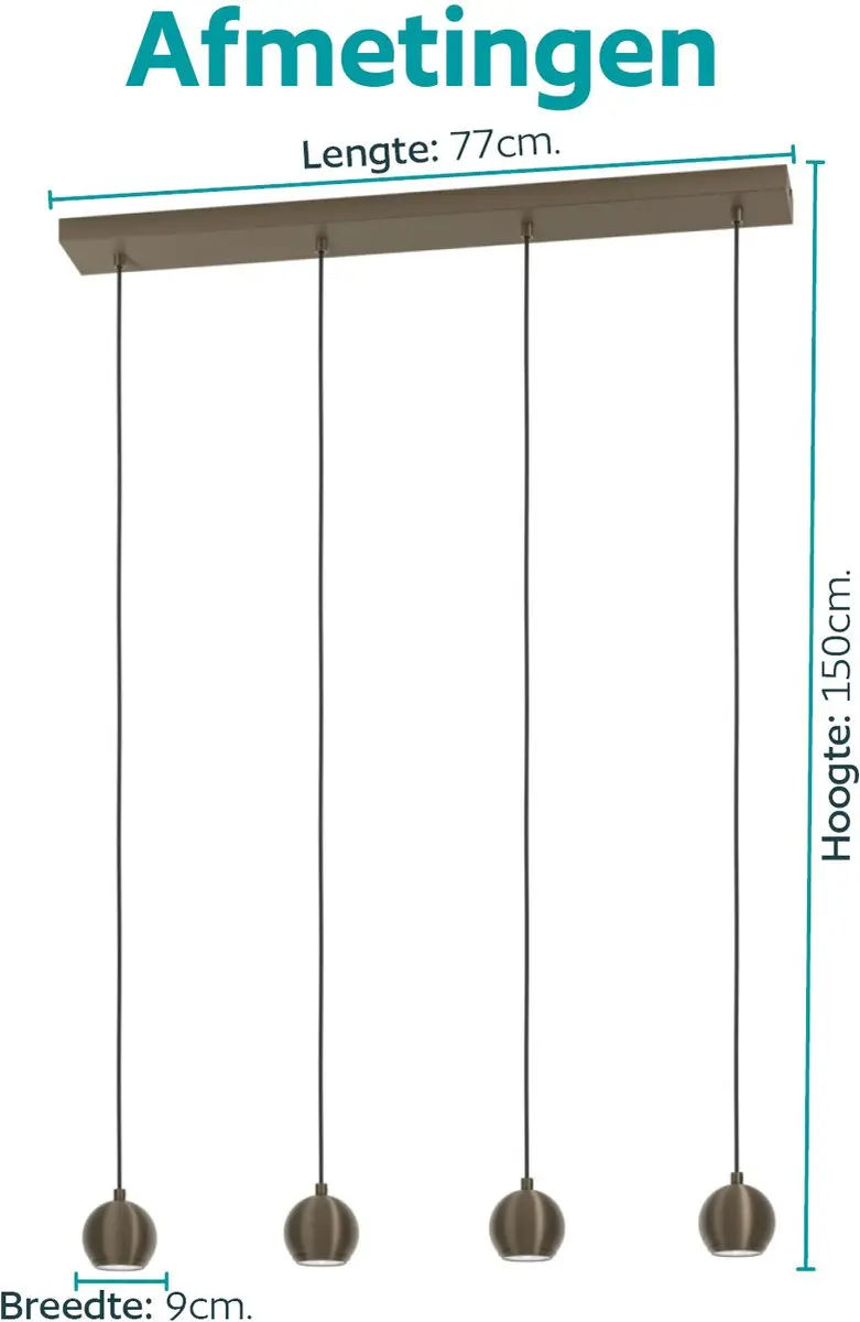 EGLO Bimeda 1 Hanglamp - 77 cm - Donker Brons - afbeelding 6 van 6