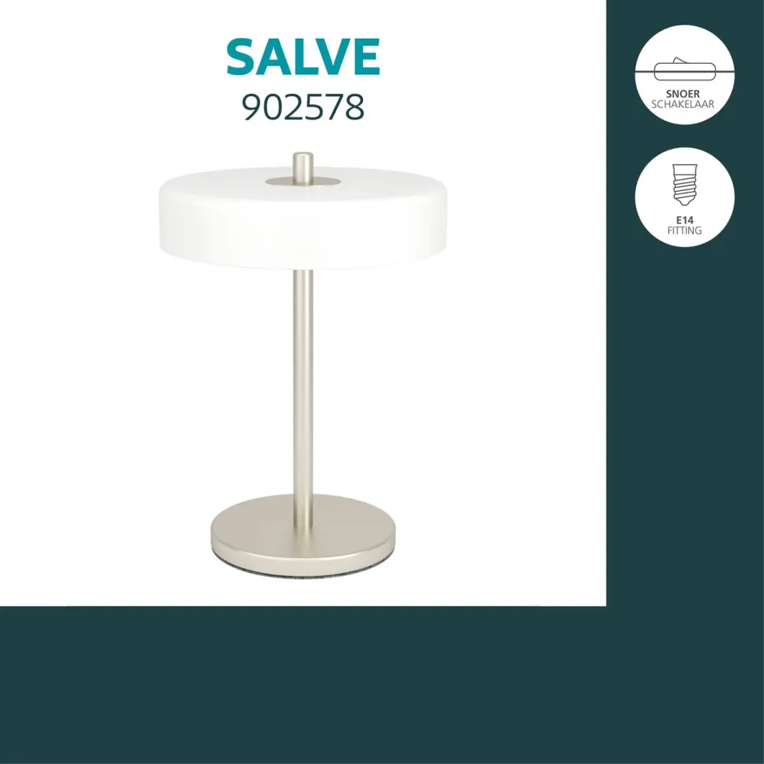 EGLO Salve Tafellamp - E14 - Grijs/Wit - afbeelding 3 van 6