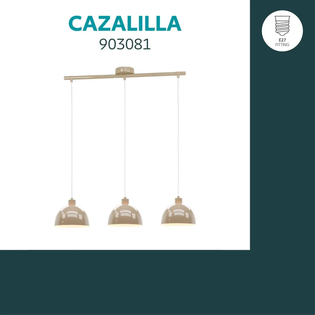 EGLO Cazalilla Hanglamp - 3-lamps - E27 - Zandbeige - afbeelding 2 van 6