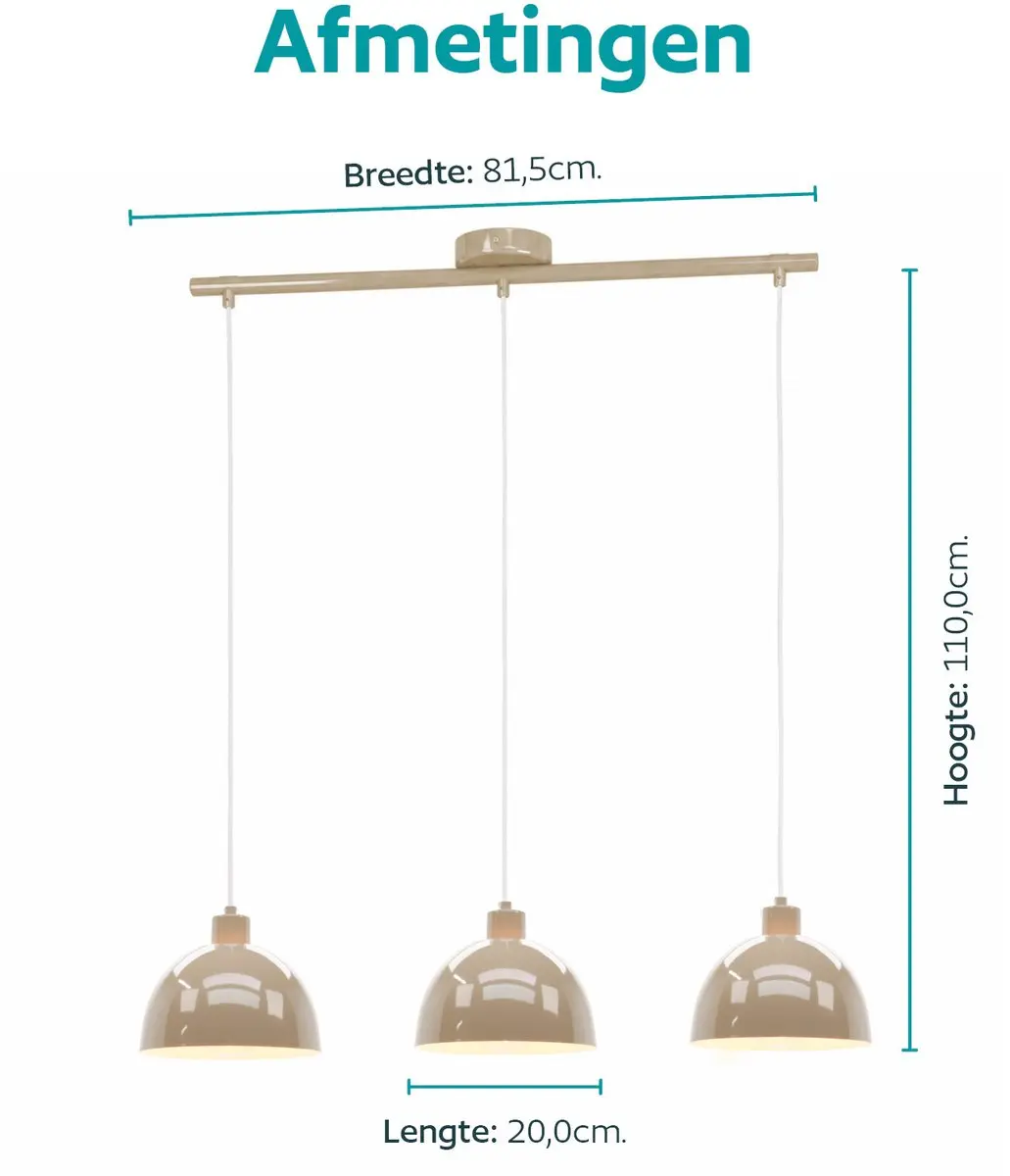 EGLO Cazalilla Hanglamp - 3-lamps - E27 - Zandbeige - afbeelding 6 van 6