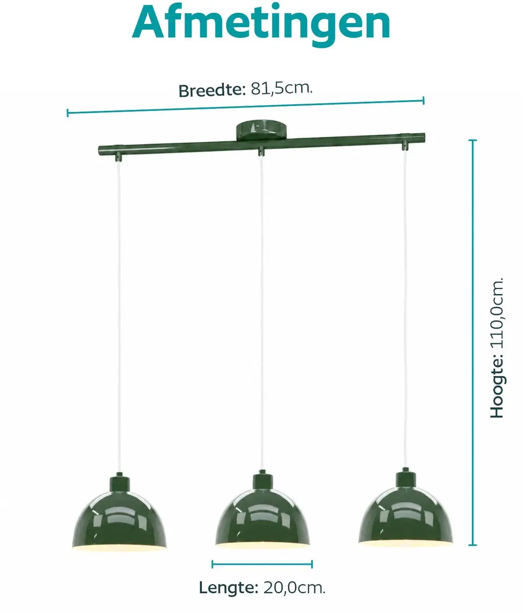 EGLO Cazalilla Hanglamp - 3-lamps - E27 - Groen - afbeelding 6 van 6