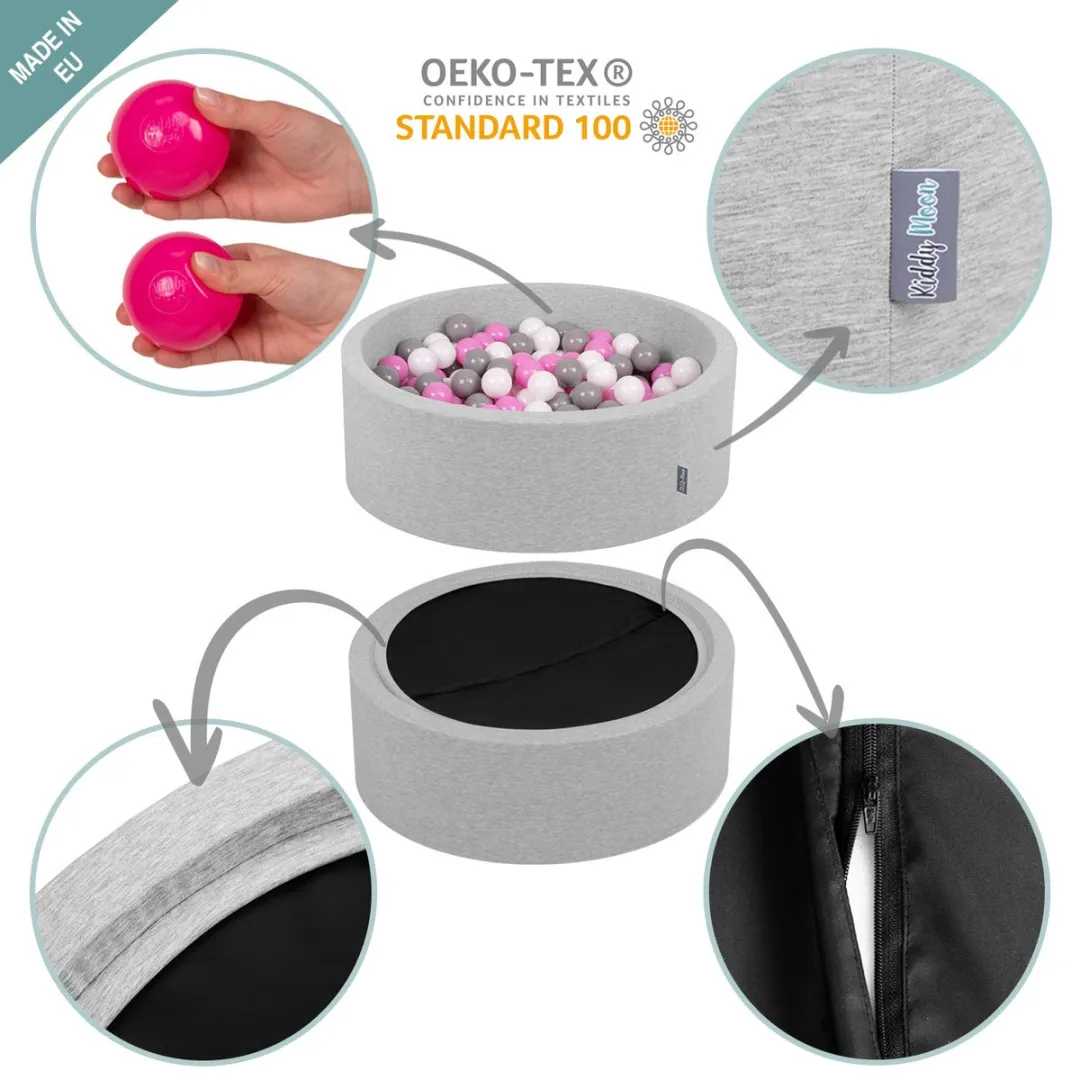 KiddyMoon Ballenbad 413692 - 600 Ballen ∅7cm 120x30cm - Hellgrau
