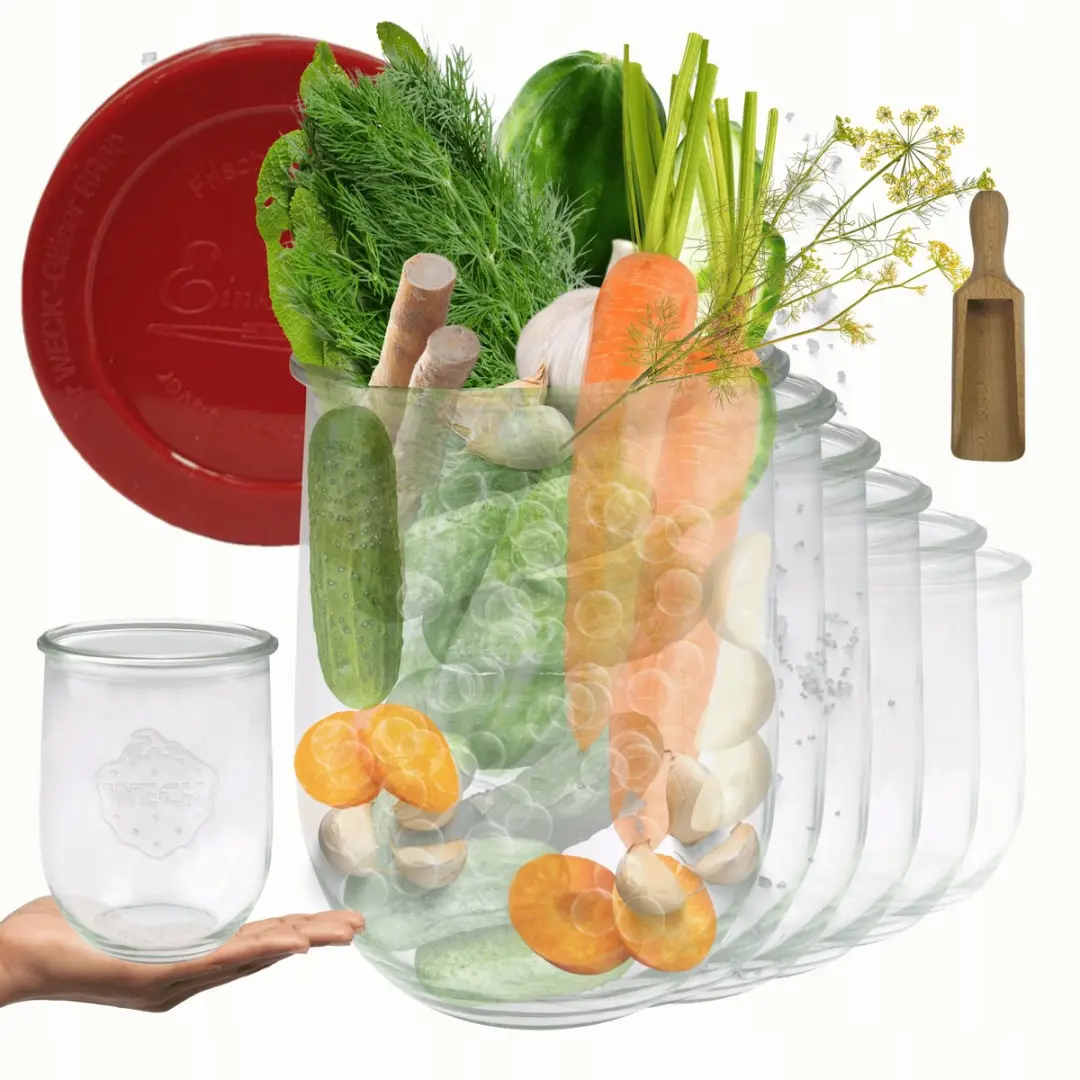 Weck Glazen Potten 1062ml met Siliconen Deksel & Maatbeker