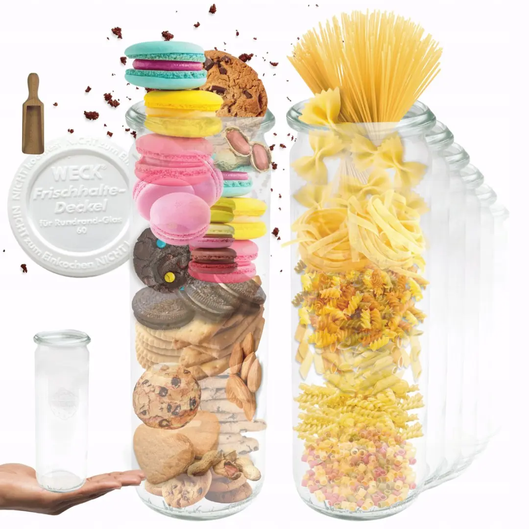 Weck Glazen Potten 600ml met Plastic Deksel & Maatbeker