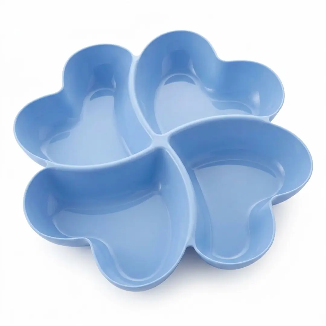 Blauwe snack schaal met 4 vakken