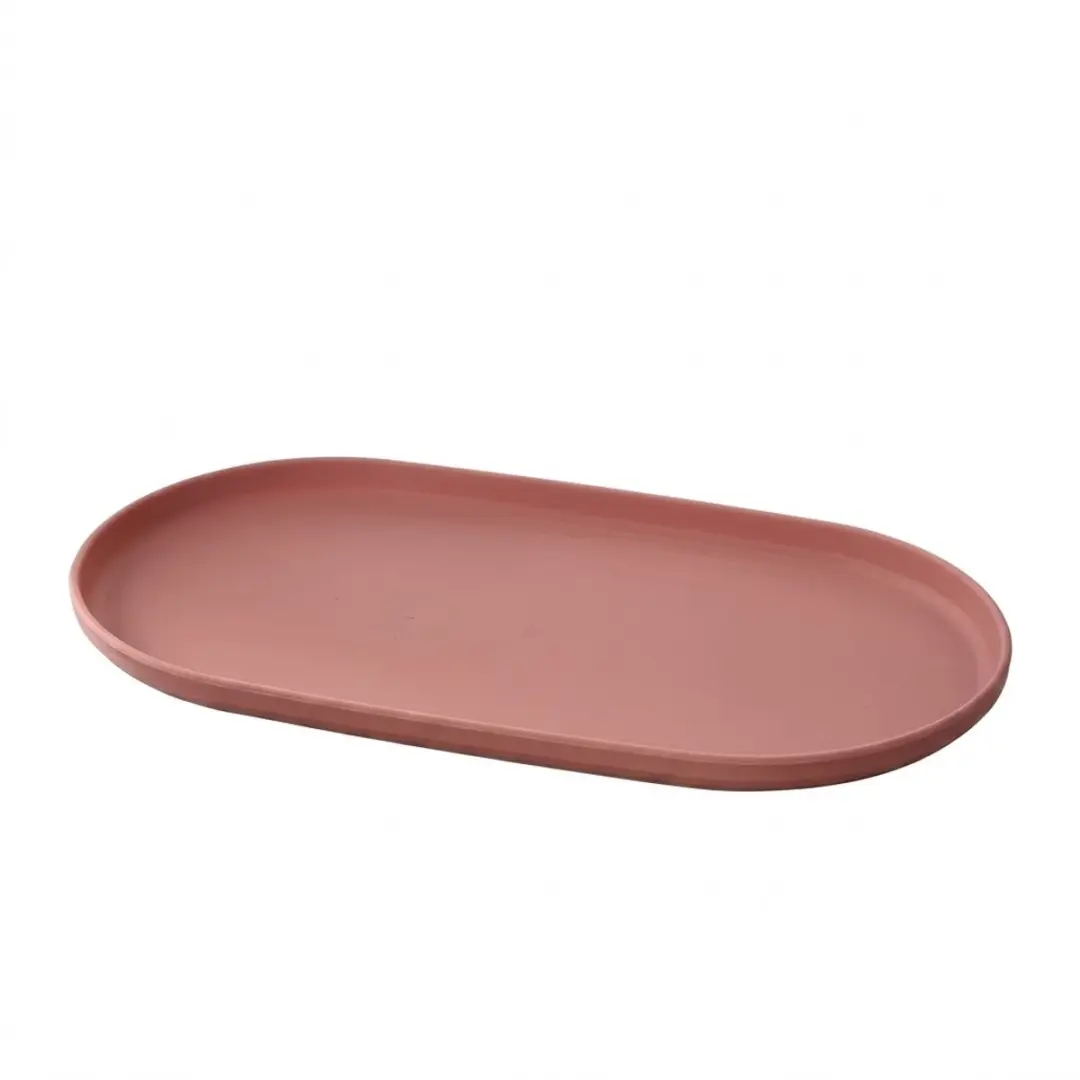 Roze ovale platte schaal 30 x 16,5 cm