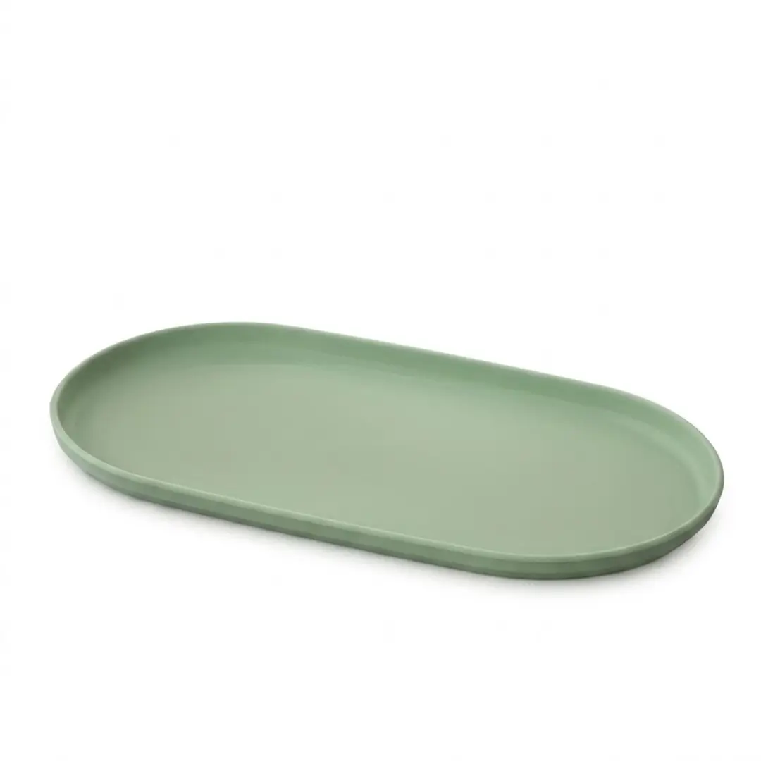 Groen ovale platte schaal 30 x 16,5 cm