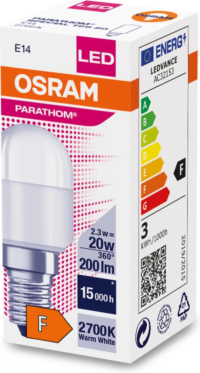 Osram Parathom LED E14 Mat 2.3W 200lm - Warm Wit