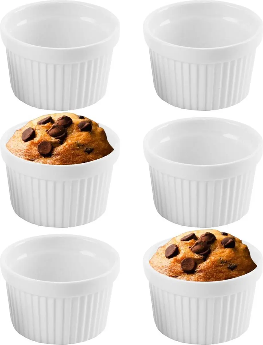 Creme Brulee Schaaltjes Porselein Wit 9 cm, 200 ml 6 stuks