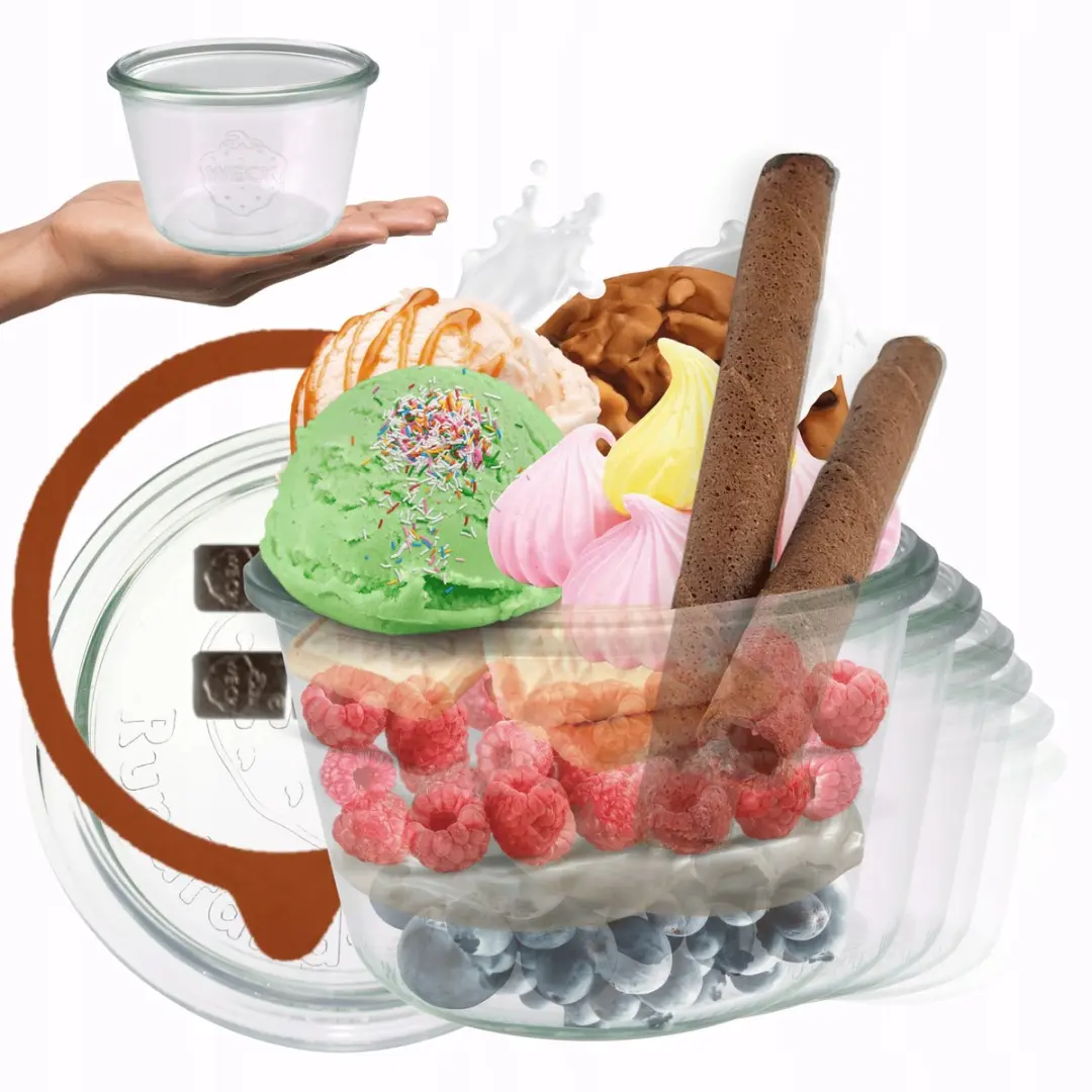 Weck Glazen Potten 370ml met Deksel, Rubber & Clips