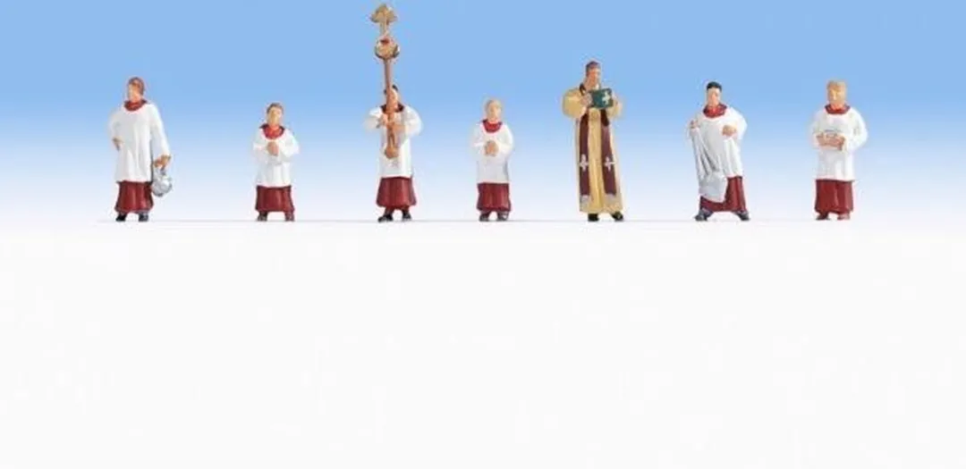 Noch Priester En Misdienaars H0 Modelbouwfiguren - Rood/Wit