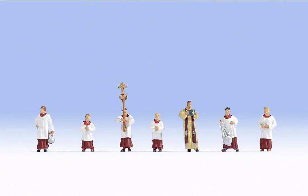 Noch Priester En Misdienaars H0 Modelbouwfiguren - Rood/Wit