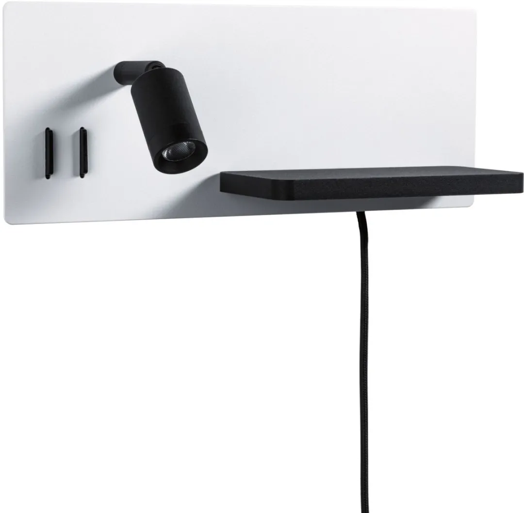 Paulmann LED Wandlamp Serra USB-C 2700K 520lm - Wit/Zwart mat