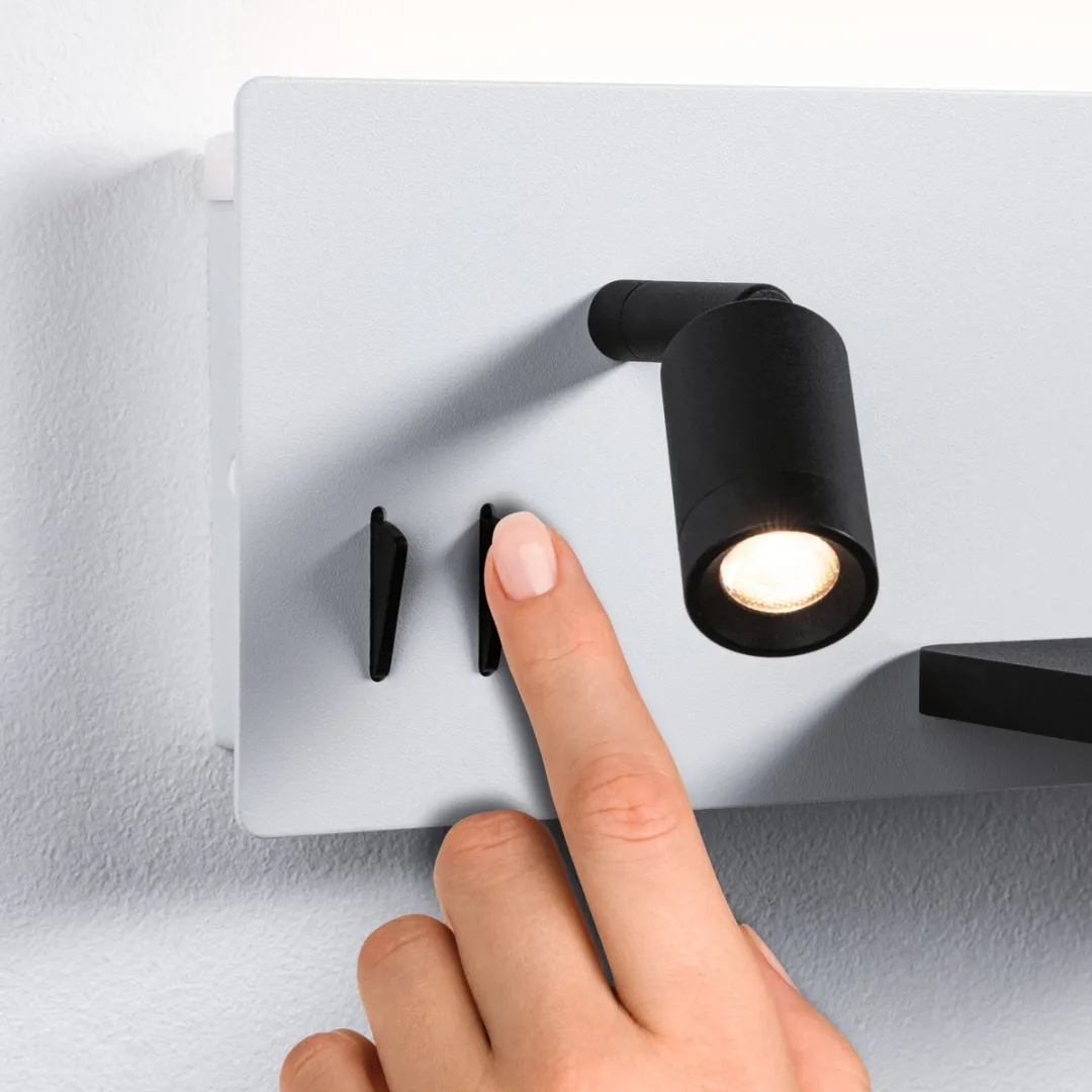 Paulmann LED Wandlamp Serra USB-C 2700K 520lm - Wit/Zwart mat - afbeelding 6 van 6