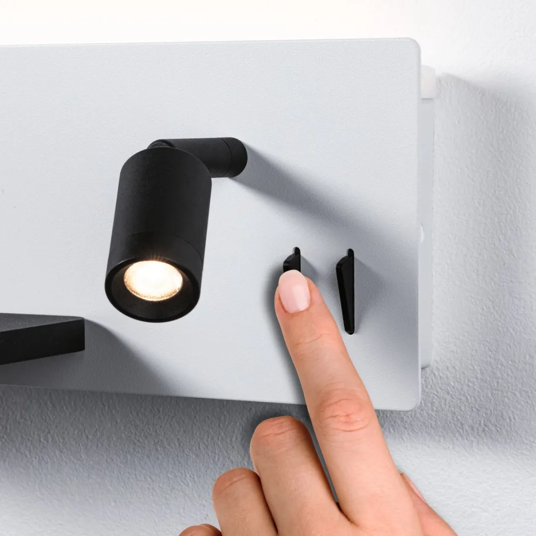 Paulmann LED Wandlamp Serra USB-C 2700K 520lm - Wit/Zwart mat