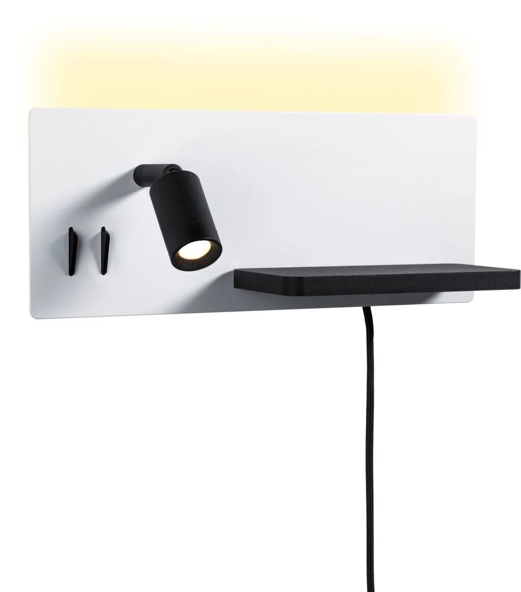 Paulmann LED Wandlamp Serra USB-C 2700K 520lm - Wit/Zwart mat