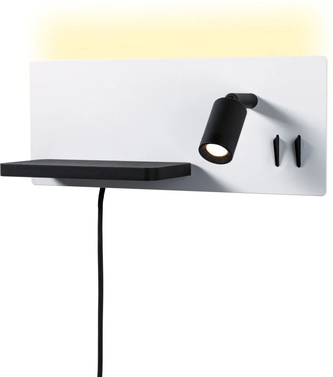Paulmann LED Wandlamp Serra USB-C 2700K 520lm - Wit/Zwart mat
