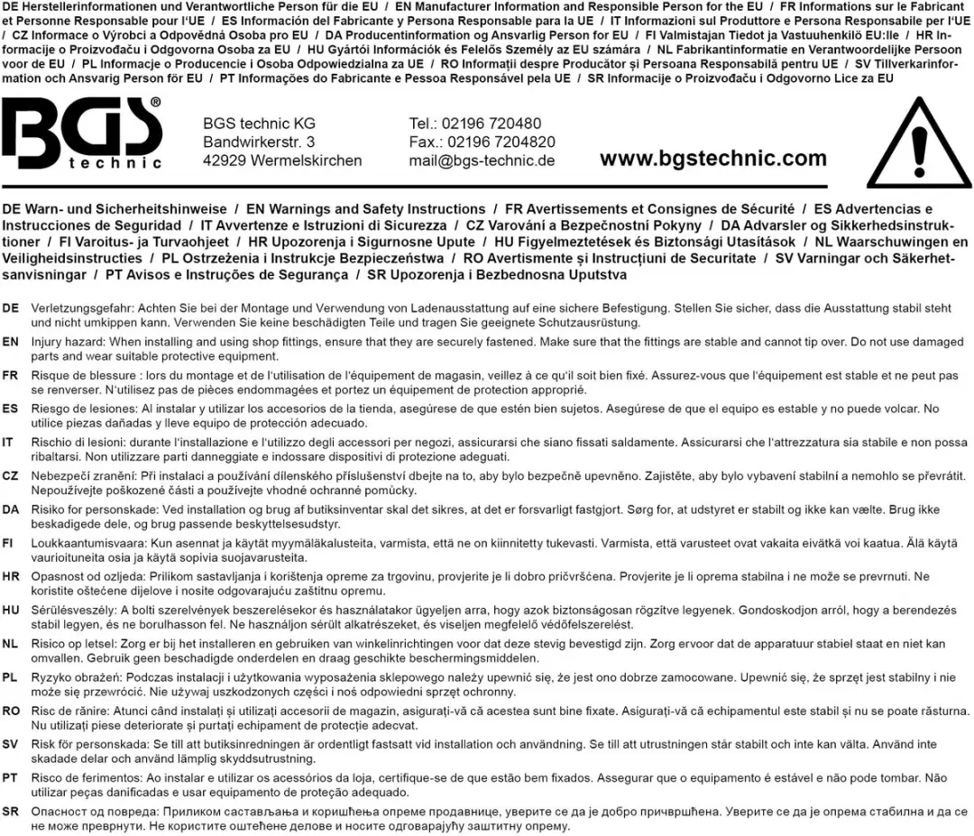 BGS technic Dubbele Haak 300x4,8mm met Arm en Klem - Gereedschapsbord - afbeelding 2 van 3
