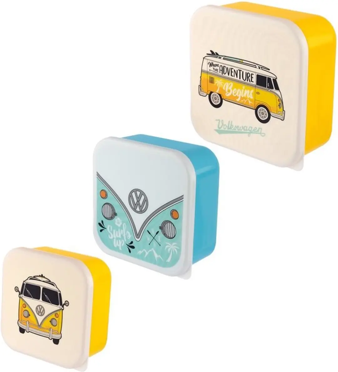 Brooddoos volkswagen geel set van 3