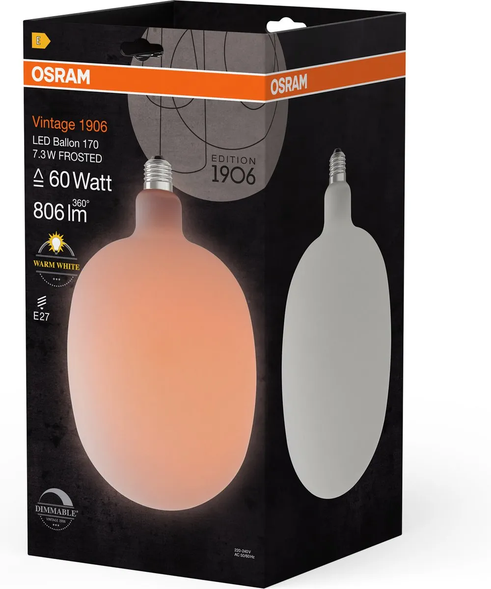Osram Vintage 1906 Balloon LED Lamp 7,3W 806lm E27 - Helder Glas - afbeelding 6 van 6