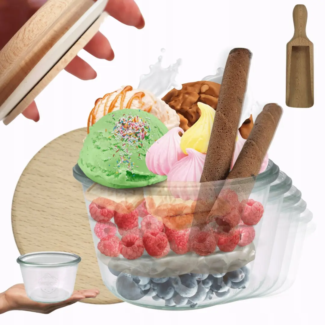 Weck Potten 370ml met Houten Deksel & Maat