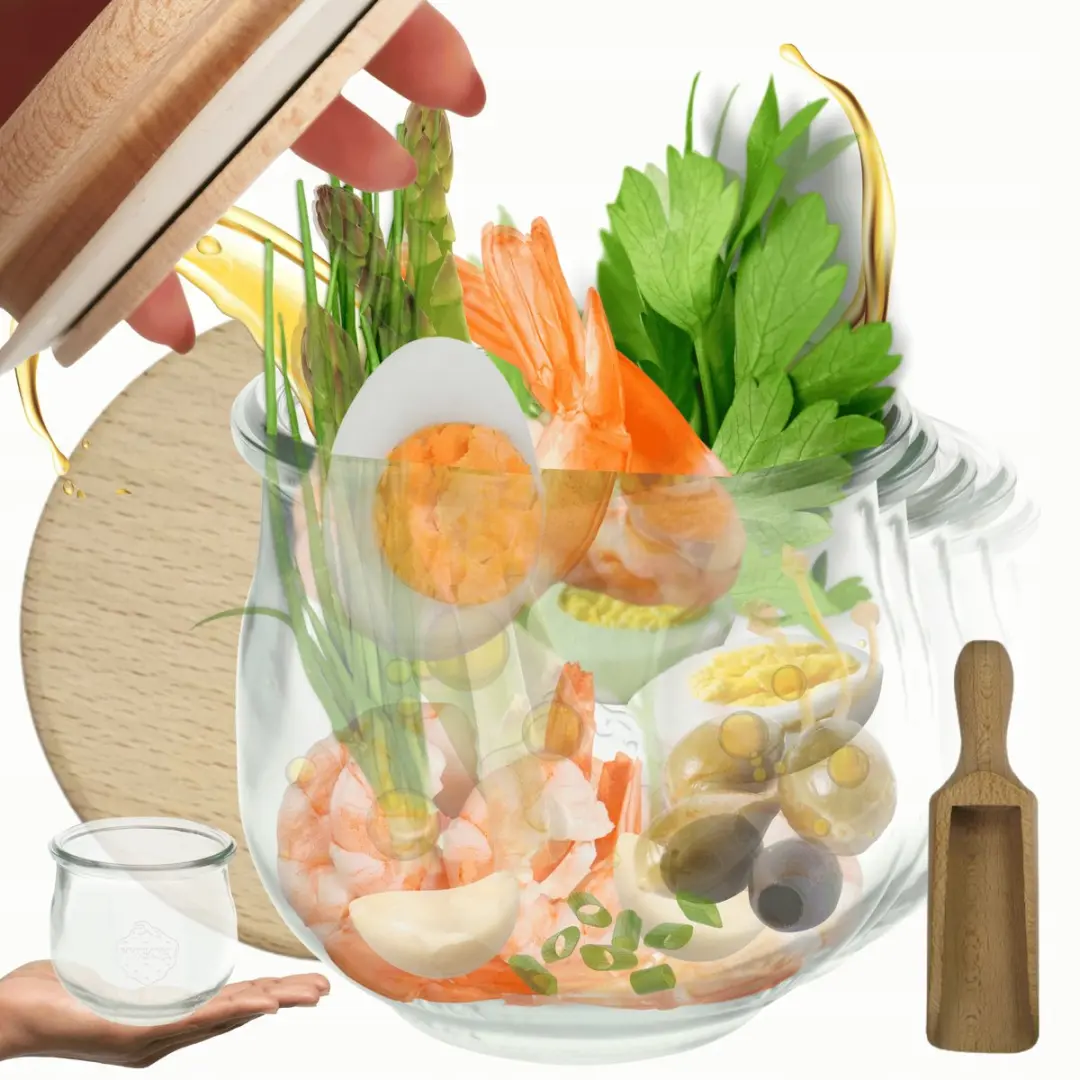Weck Glazen Potten 580ml met Houten Deksel & Maat