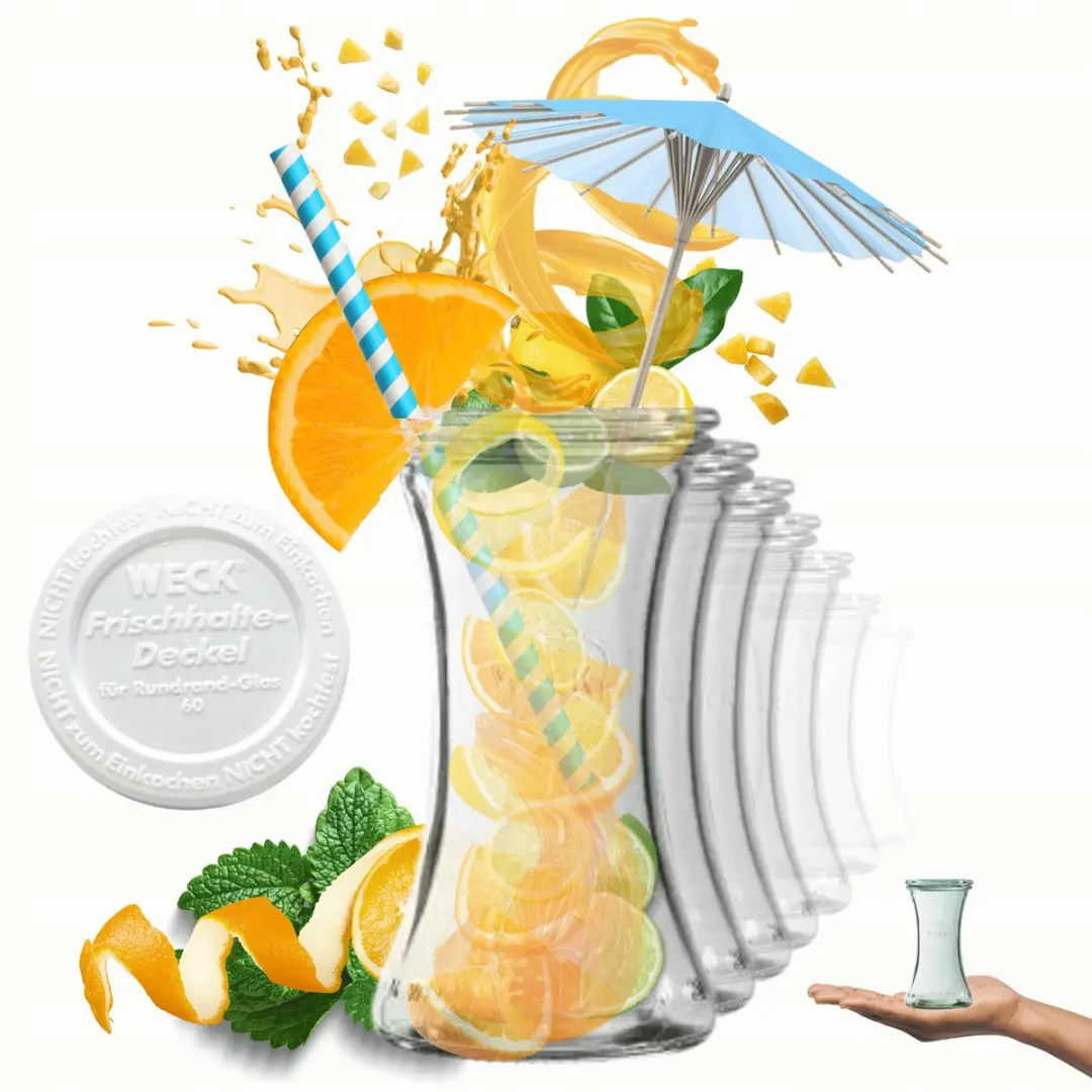 Weck glazen pot 200ml met kunststof deksel, 6 stuks, hittebestendig