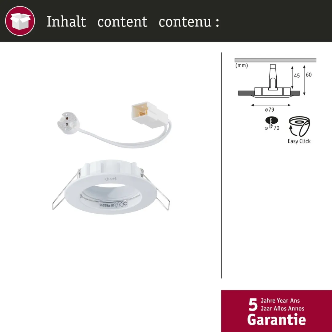 Paulmann Premium Inbouwlamp IP44 79mm GU5.3 - 50W Wit