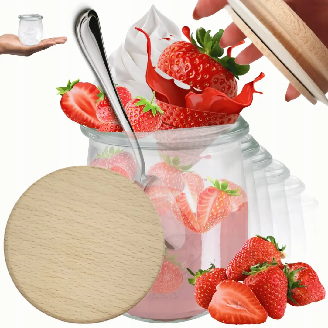 Weck Glazen Potten 220ml met Houten Deksel