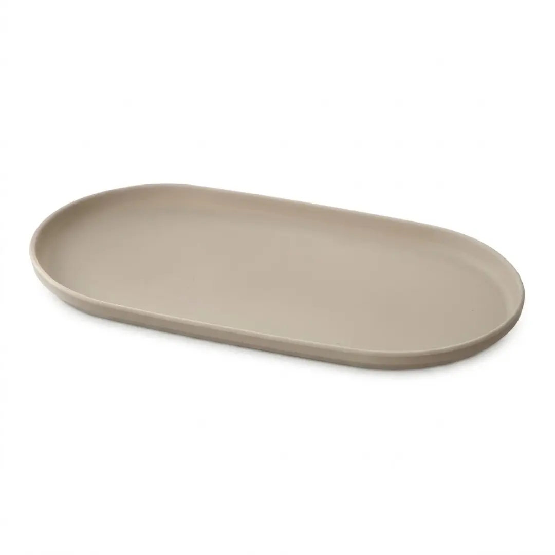 Beige ovale platte schaal 30 x 16,5 cm