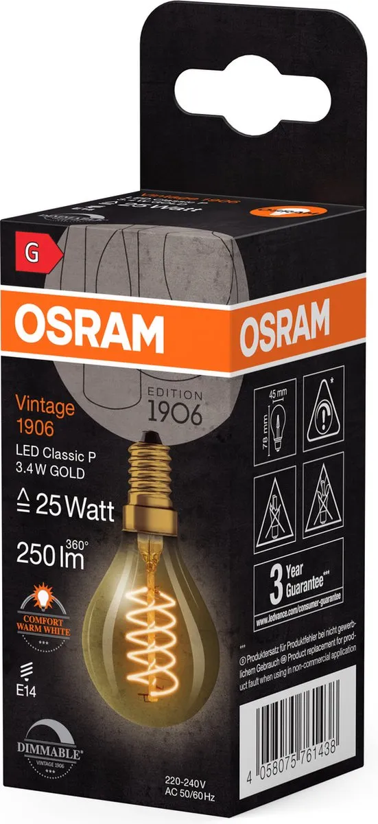 Osram LED-lamp E27 3.4W Warmwit - 2200K