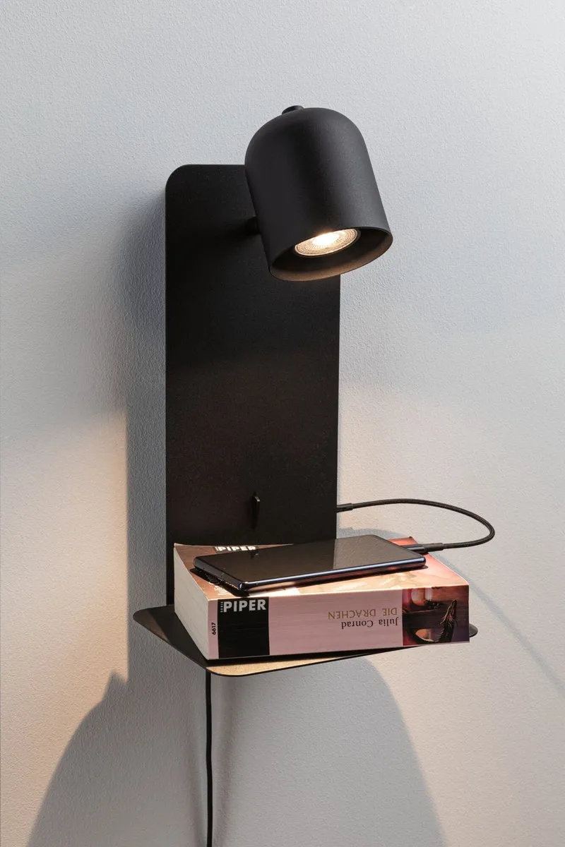 Paulmann Wandlamp Malena USB C GU10 5W - Zwart mat