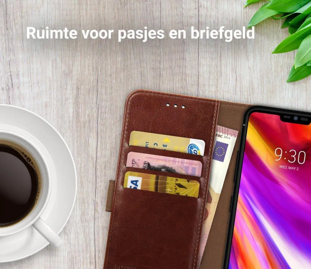 Rosso Element Book Case Wallet Hoesje LG G7 ThinQ - Bruin - afbeelding 6 van 6