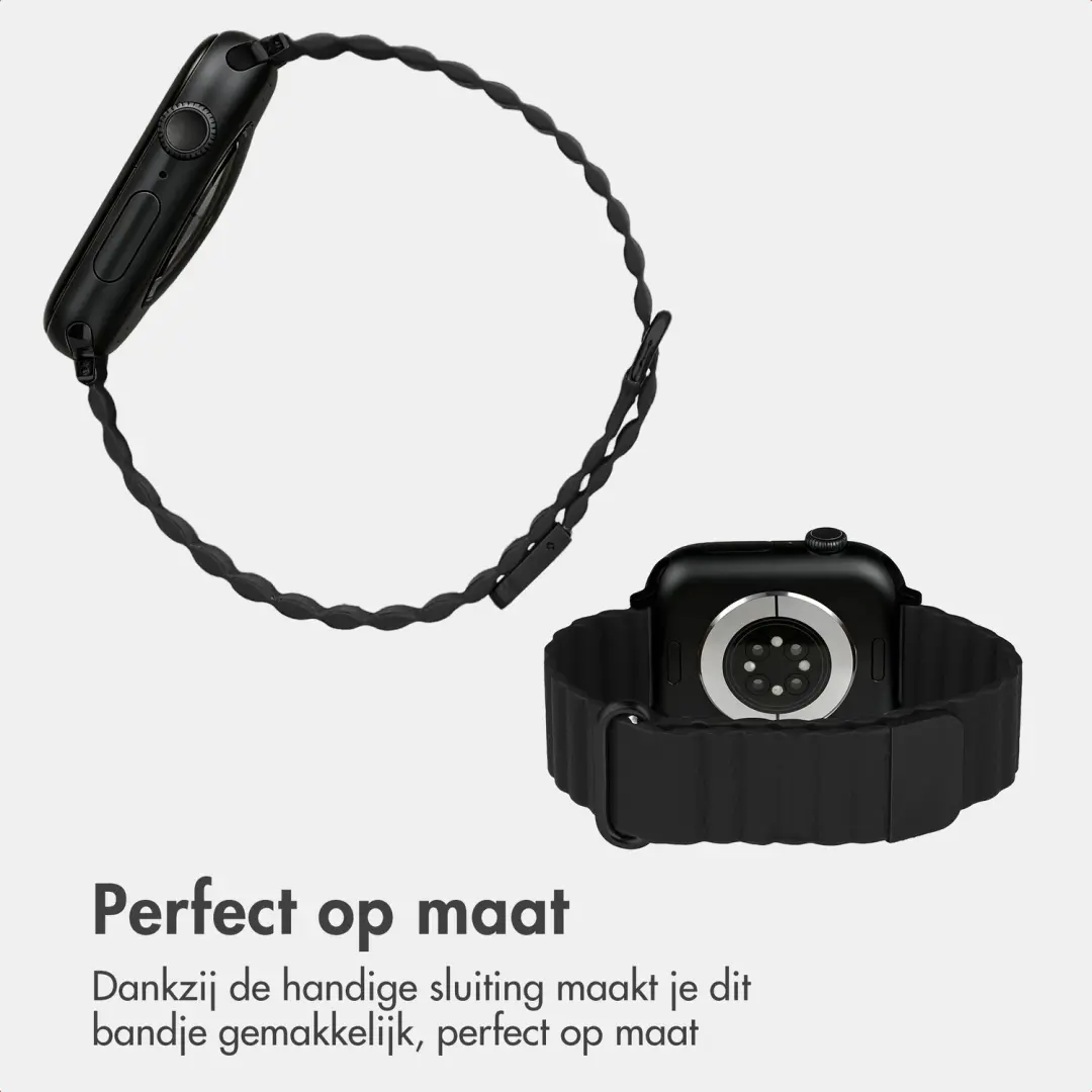 imoshion Magnetisch Kunstleren Bandje Apple Watch 44/45/46/49mm - Zwart - afbeelding 5 van 6