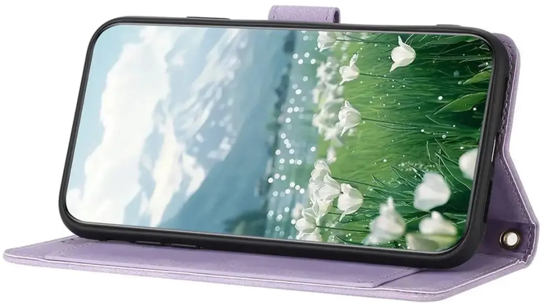 Samsung Galaxy A37 Hoesje Tulpen Book Case - Paars - afbeelding 6 van 6