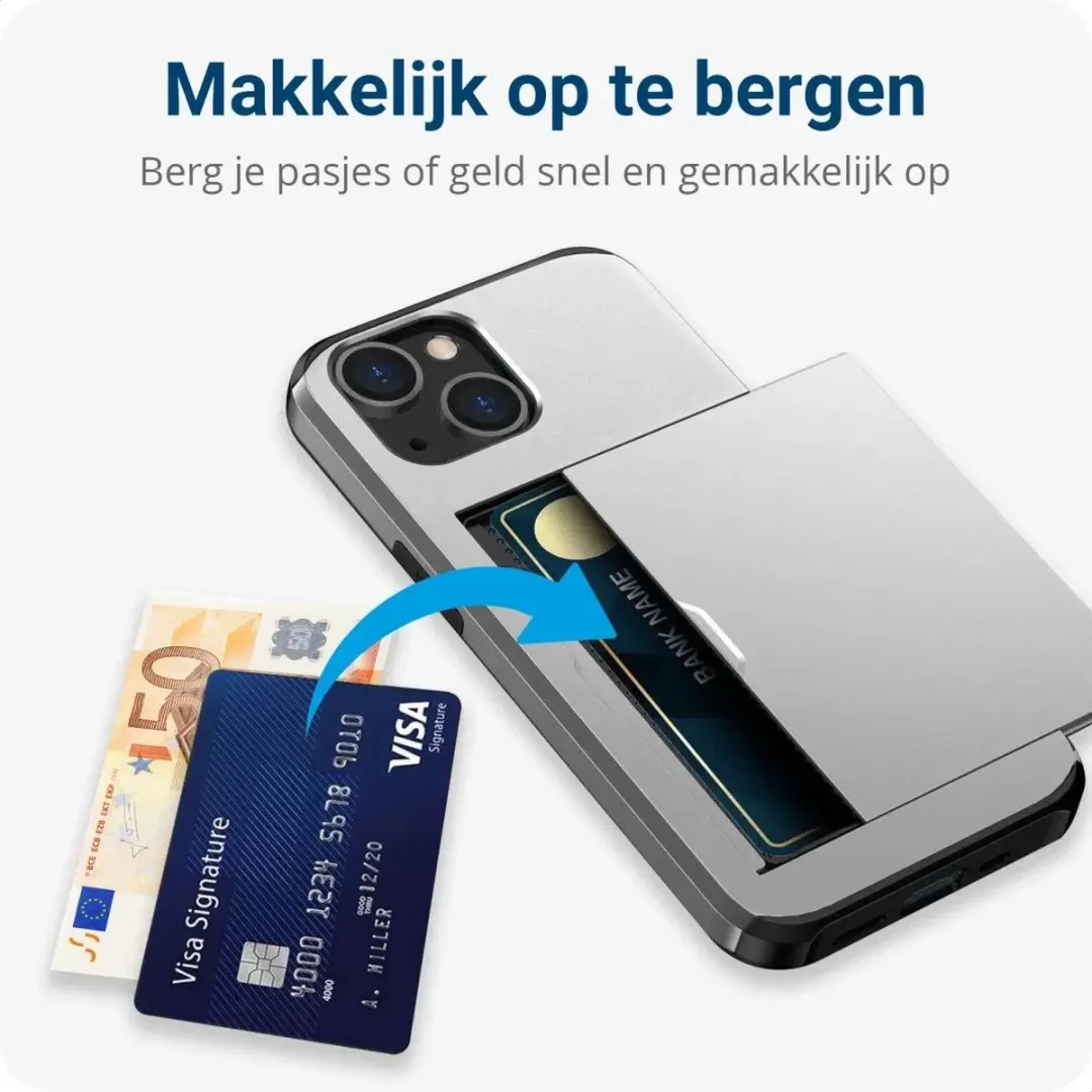 Samsung Galaxy A55 Hoesje met Kaarthouder - Grijs - afbeelding 2 van 6