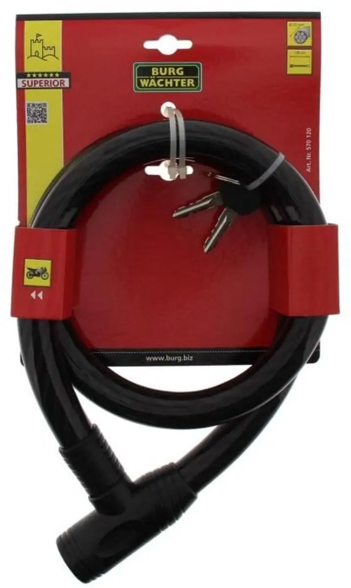 BURG WÄCHTER Fietsslot 120cm - 25 mm staal - Zwart - afbeelding 3 van 6
