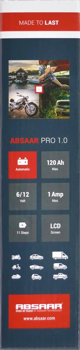Absaar Acculader PRO 1.0 6/12V 1A - Processor Gestuurd - afbeelding 5 van 6
