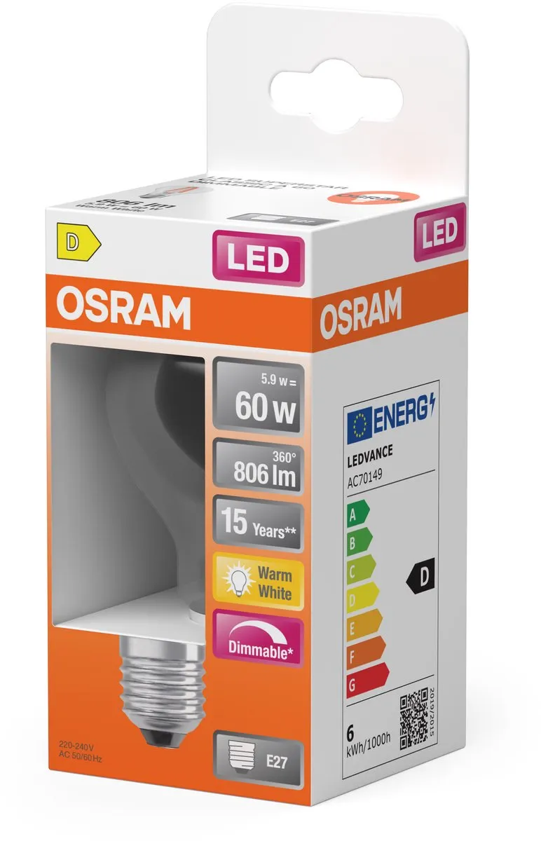 Osram LED Superstar A60 Filament 5,9W - 806lm Warm Wit