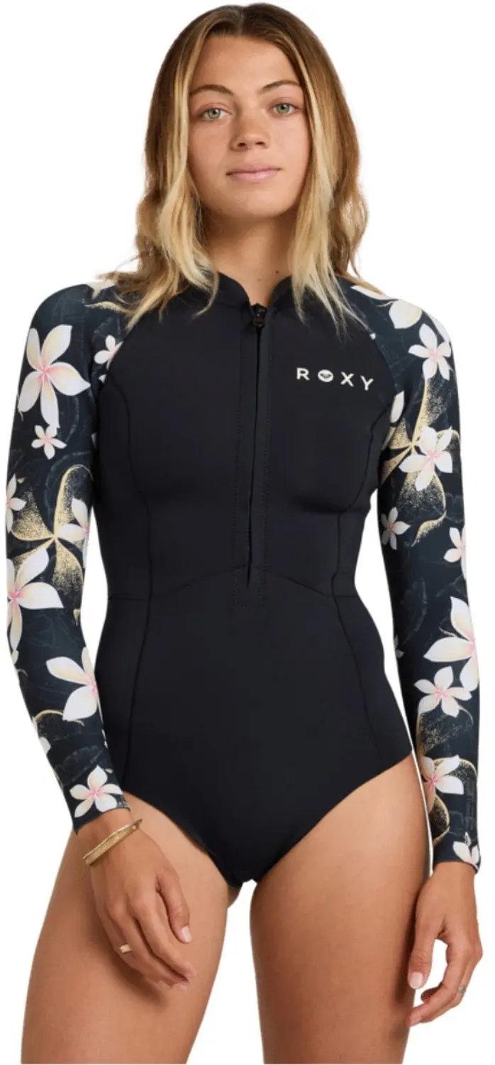 2026 Roxy Dames Swell Natural 1mm Voorkant Ritssluiting Lange Mouwen L