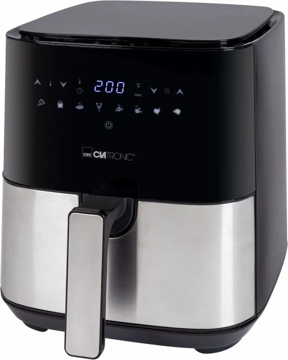 Clatronic FR 3782 H Enkel 5 l Vrijstaand 1450 W Heteluchtfriteuse Zwart, Roestvr