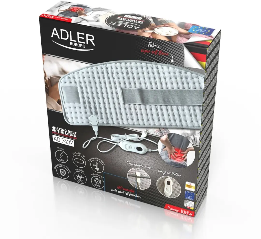Adler AD 7437 Lendenverwarmingsgordel - 100W - Grijs - afbeelding 5 van 6