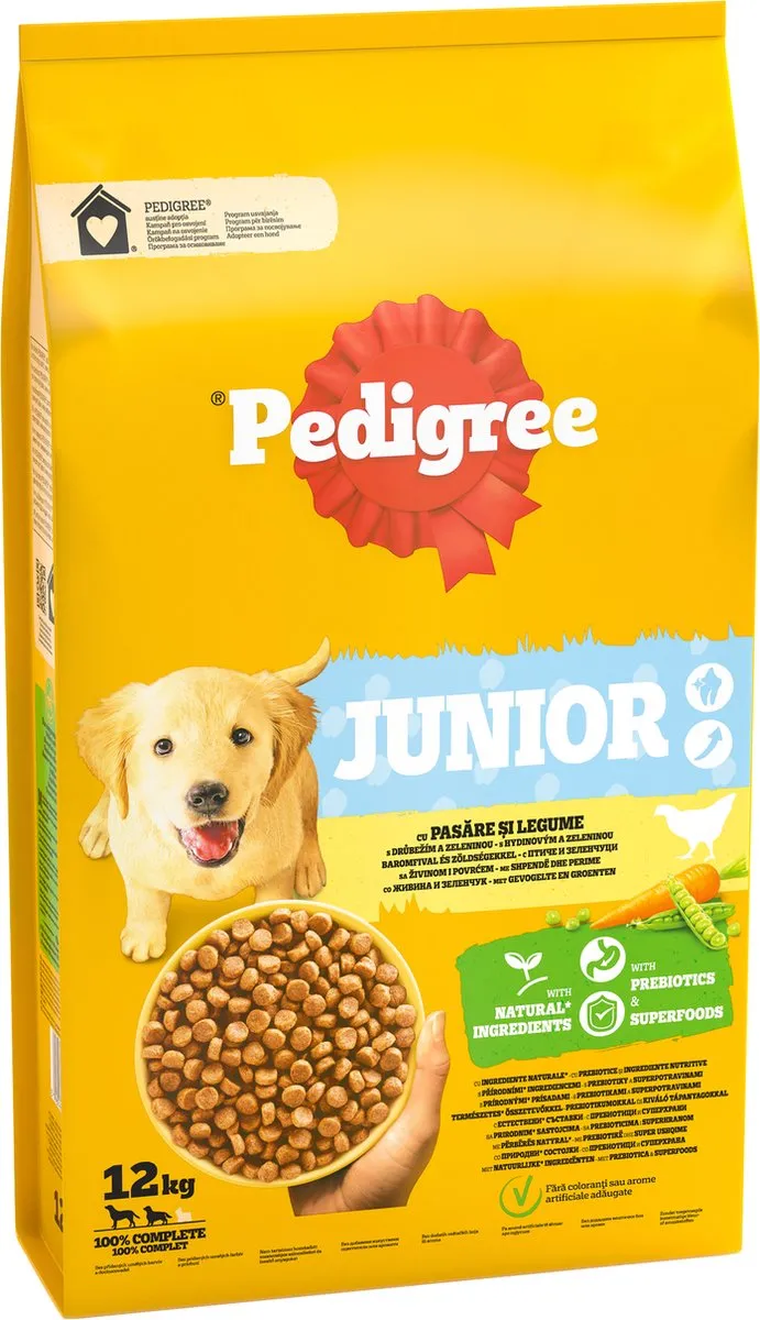 Pedigree Junior Hondenbrokken Gevogelte & Groenten 12kg