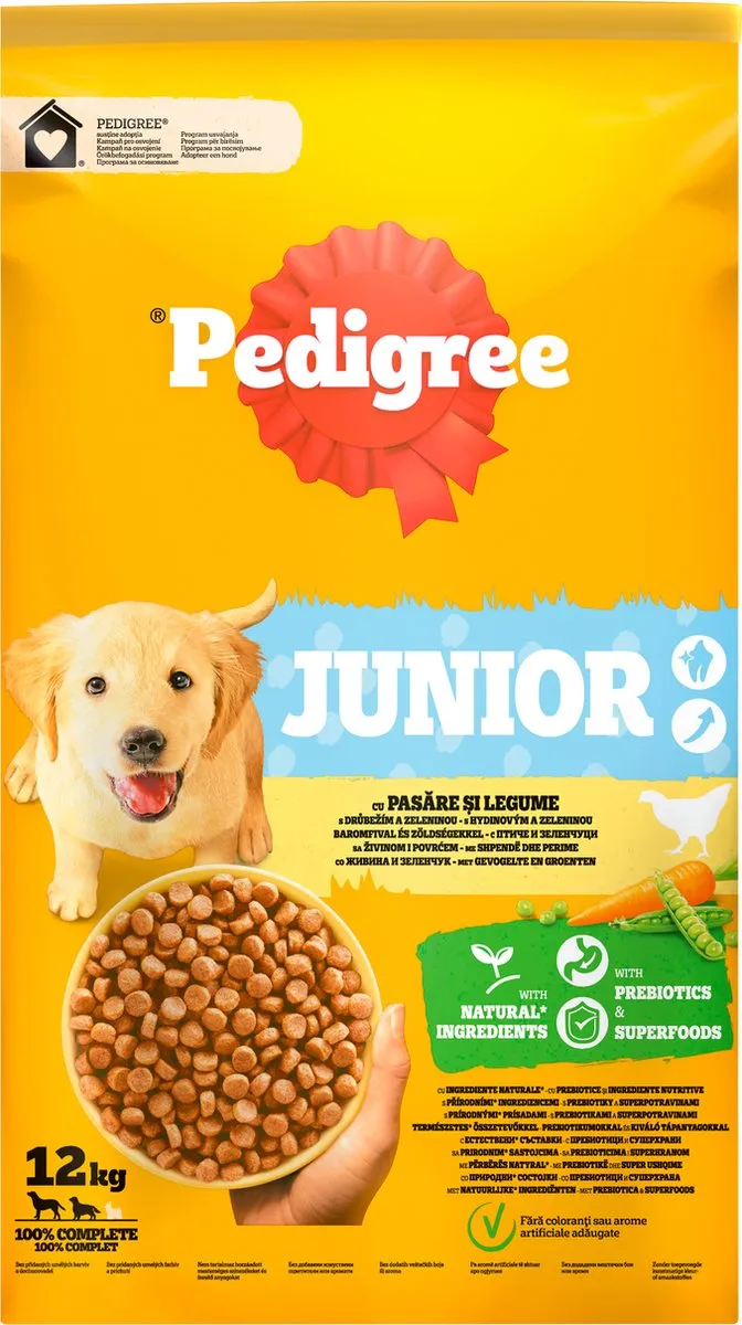 Pedigree Junior Hondenbrokken Gevogelte & Groenten 12kg