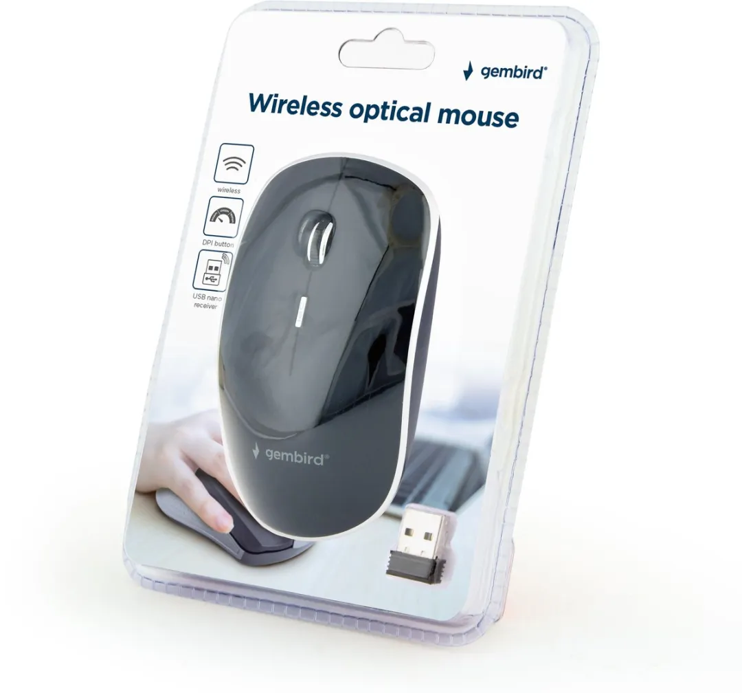 Gembird MUSW-4BS-01 Draadloze USB Muis - 4 Knoppen - 800-1600 DPI - Zwart