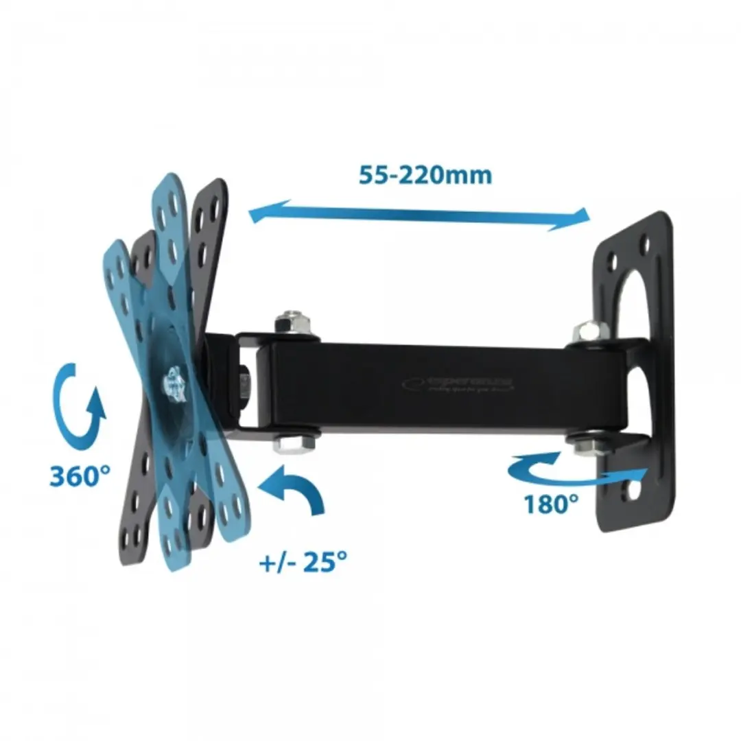 Esperanza ERW011 TV-muurbeugel 12-50 inch - Zwart - afbeelding 4 van 6