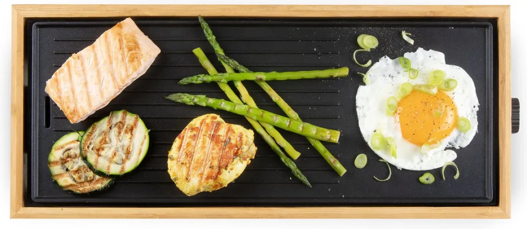 Domo DO9270G Plancha Grill Bamboo Style - 1000W - 2 Personen