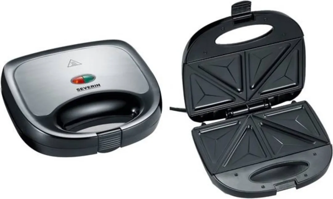 Severin SA 2969 Tosti-apparaat 600W - Antiaanbaklaag - Zwart/RVS