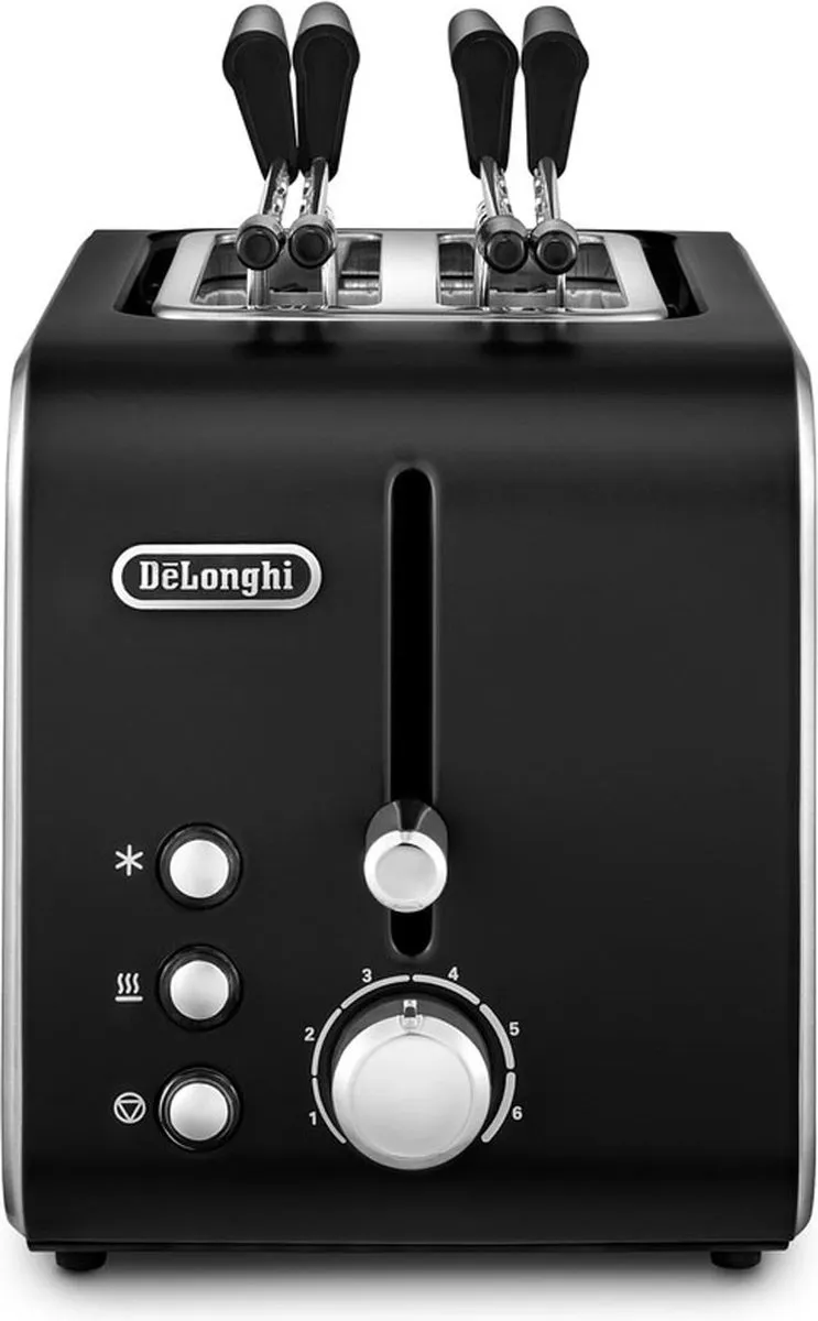 De'Longhi CTX 2203.BK Broodrooster 2 Sneden - 550W - Zwart/Zilver