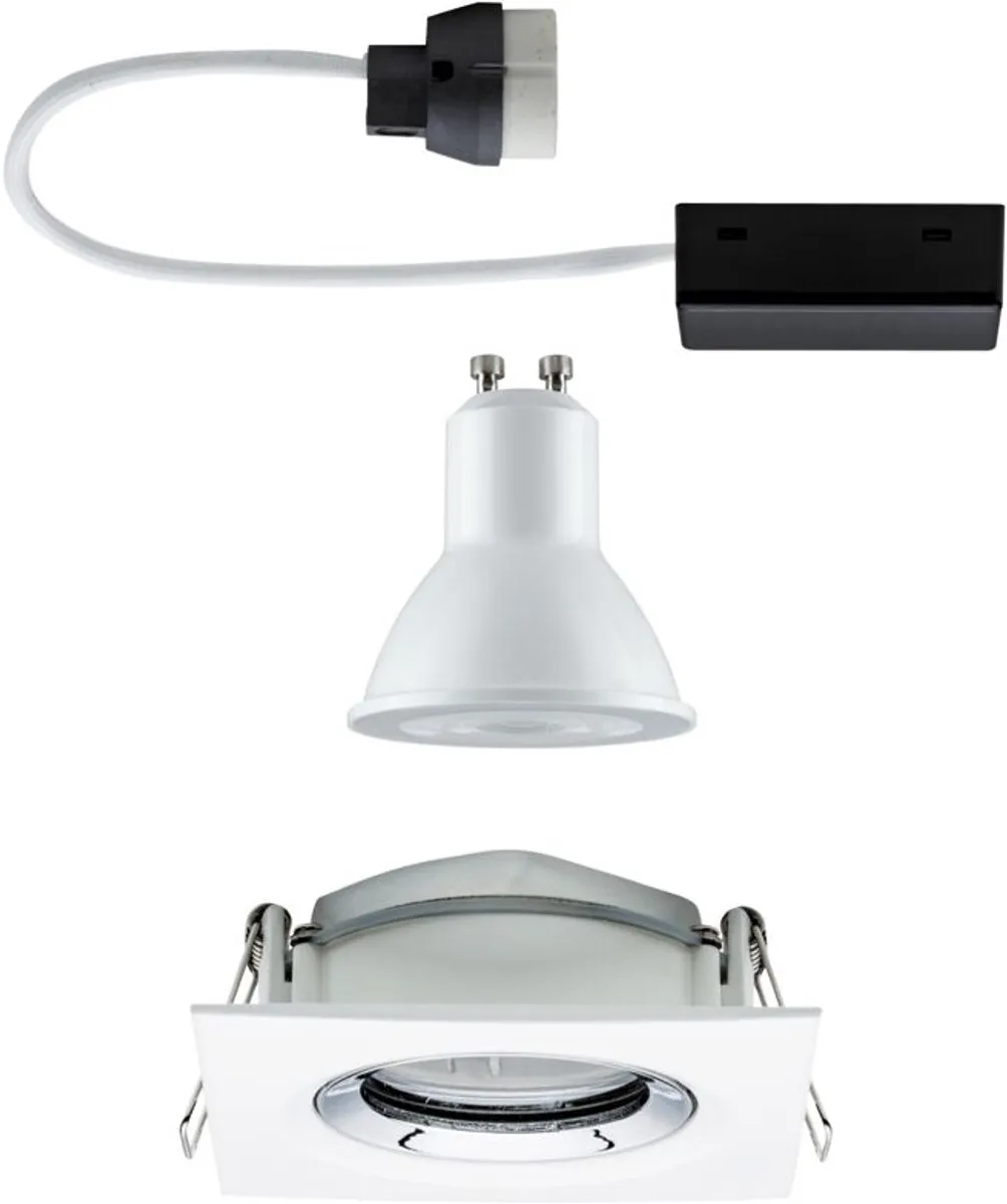 Paulmann Nova Plus LED-inbouwlamp 7W GU10 460lm - 2700K - IP65 - 93x93mm - Wit mat/Chroom